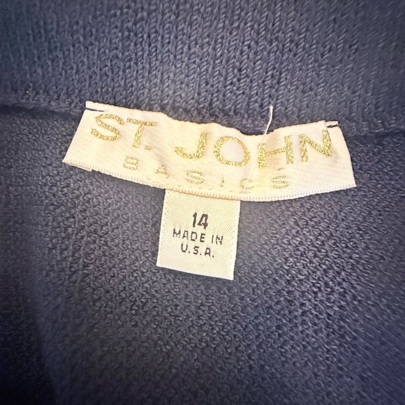 St John Navy Blue Women's Sweater Pencil Midi Skirt Size 14/Large MSRP $525 - Picture 4 of 8